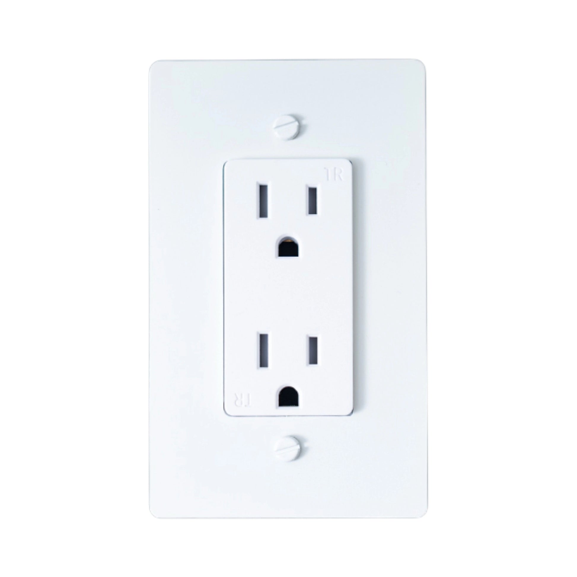 White electrical outlet on a white background