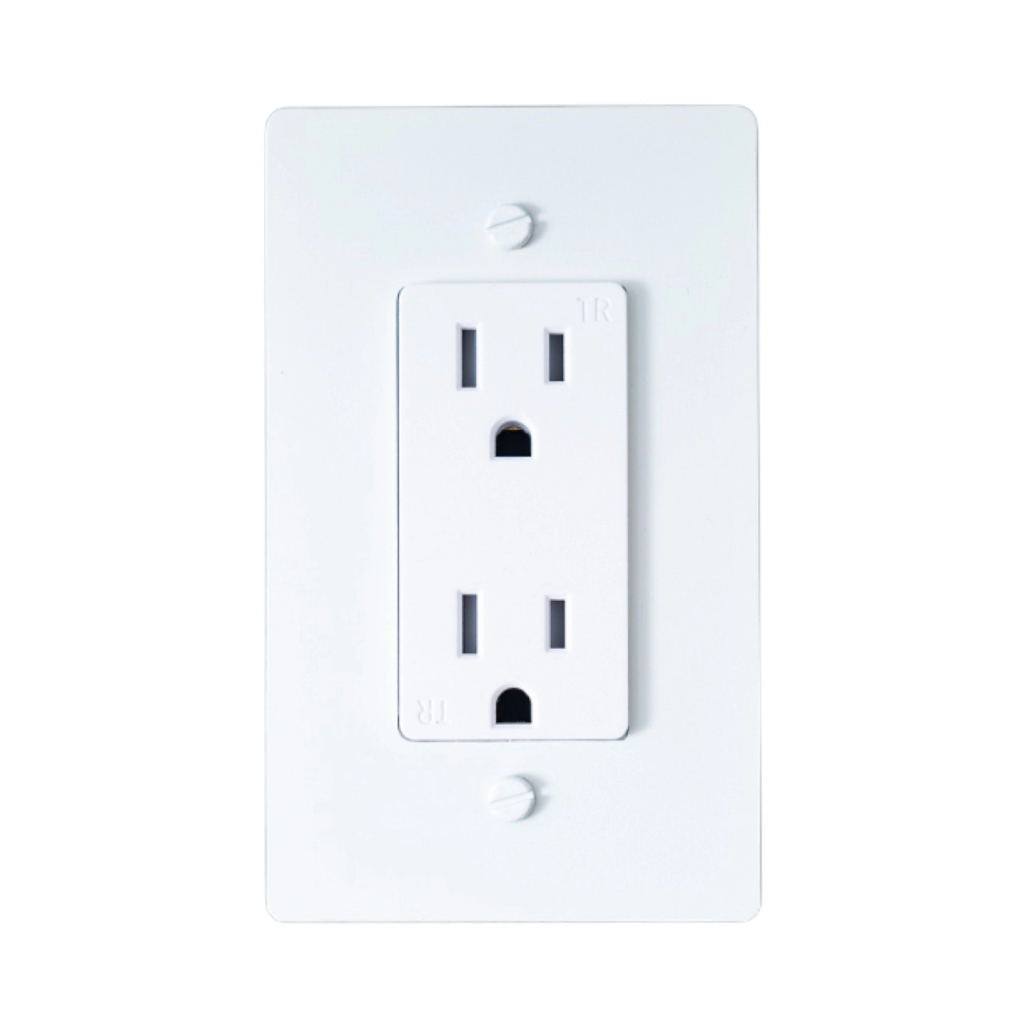 White electrical outlet on a white background