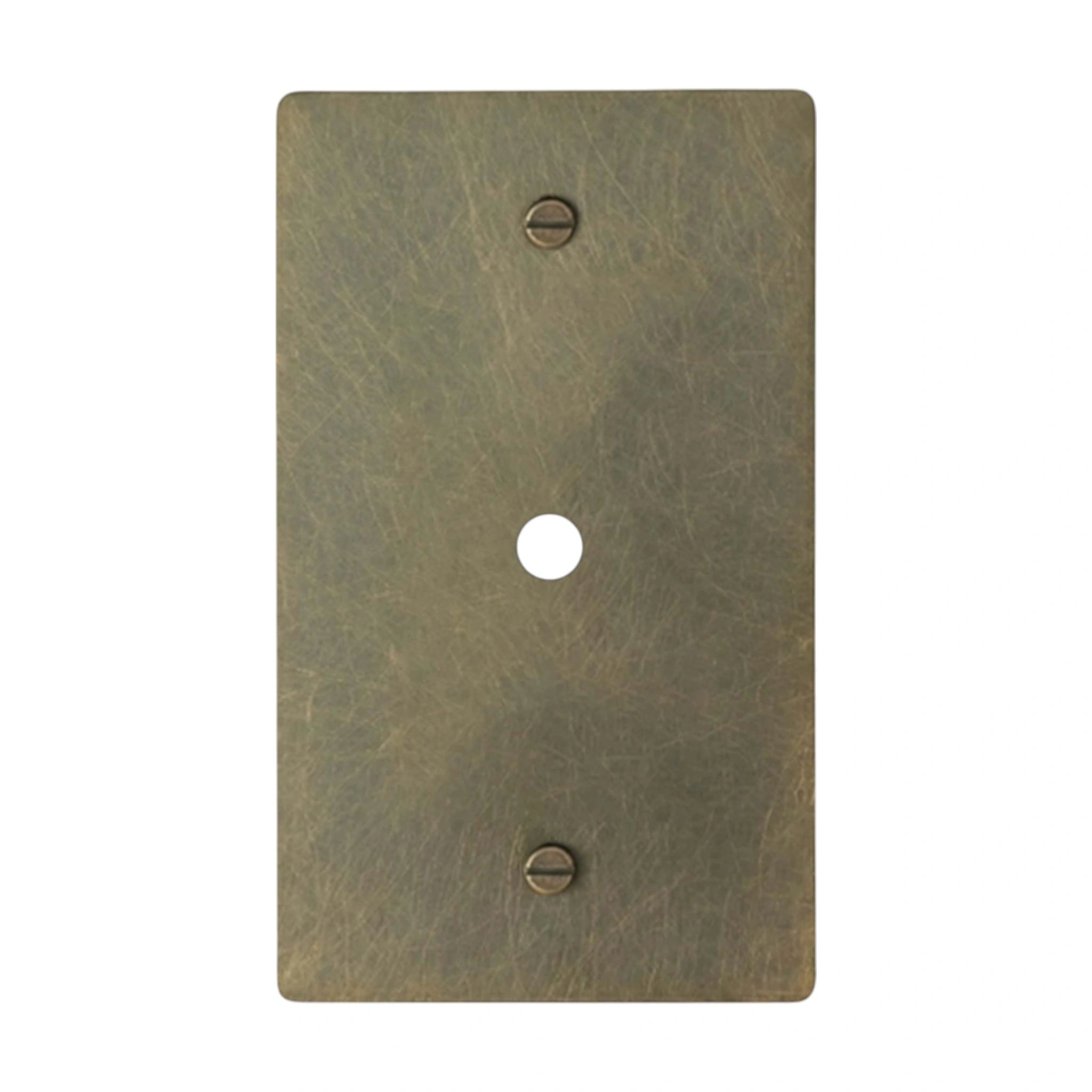 1-gang solid brass dimmer wall plate in aged bronze hand-brushed finish, rotary opening