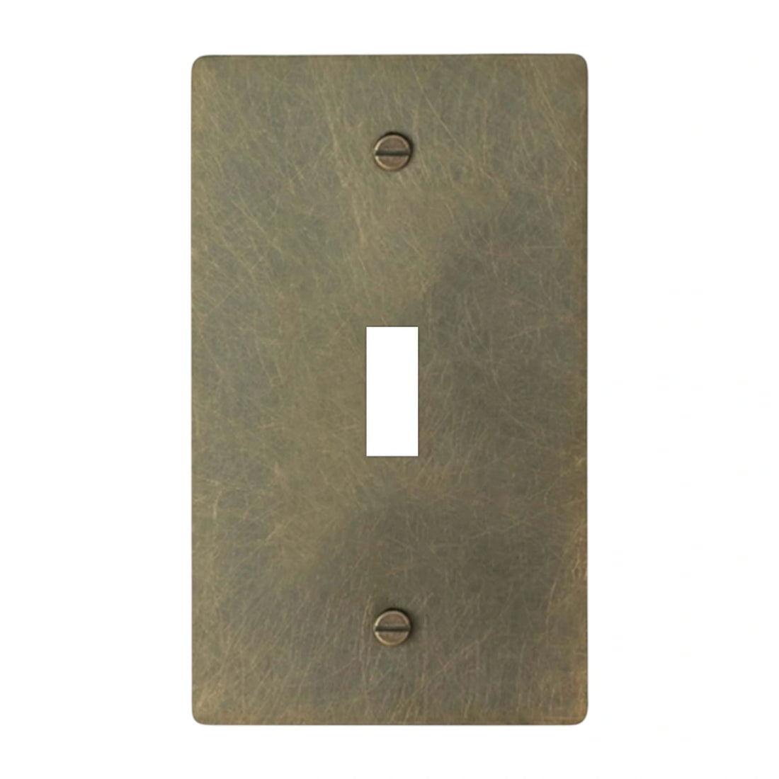 1-gang solid brass toggle wall plate in aged bronze hand-brushed finish, toggle opening