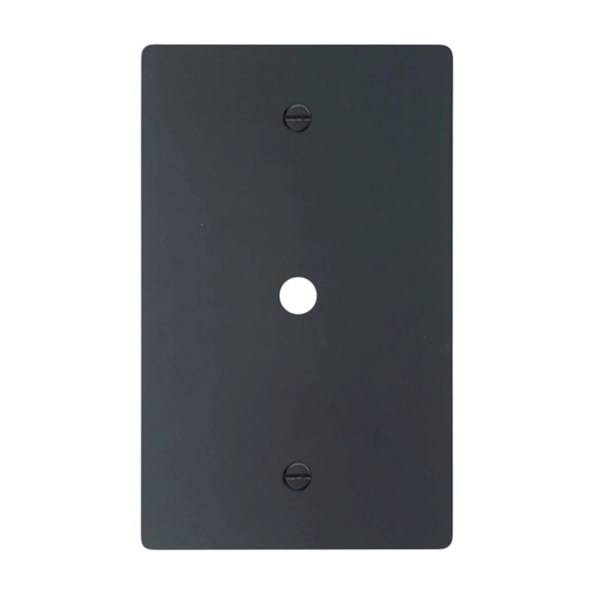 1-gang solid brass wall plate in matte black finish, rotary dimmer opening