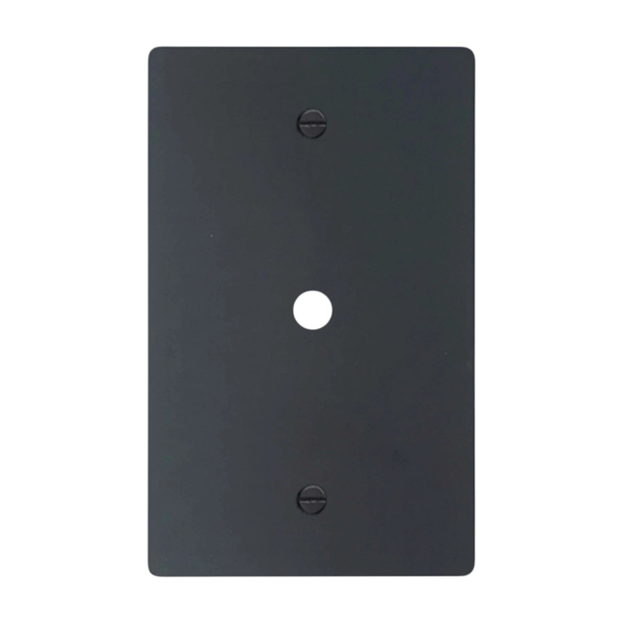 1-gang solid brass wall plate in matte black finish, rotary dimmer opening