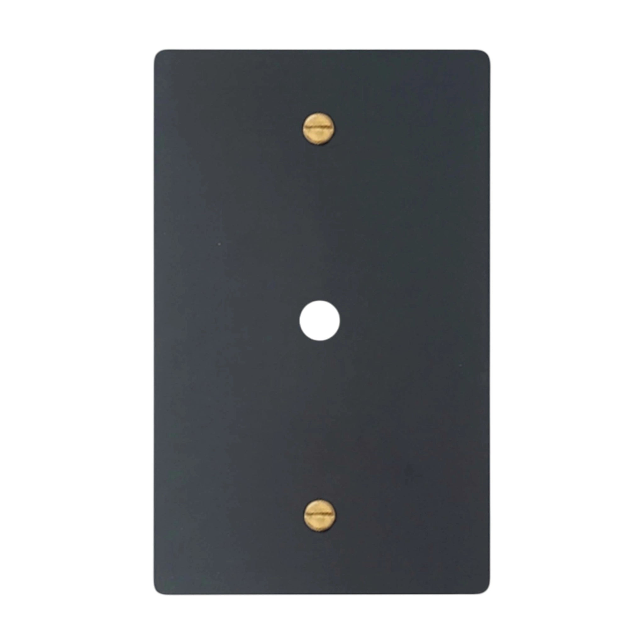 1-gang solid brass wall plate in matte black finish, rotary dimmer opening