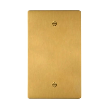 1-gang solid brass blank wall plate in Unlacquered Antique Brass (hand-brushed) finish