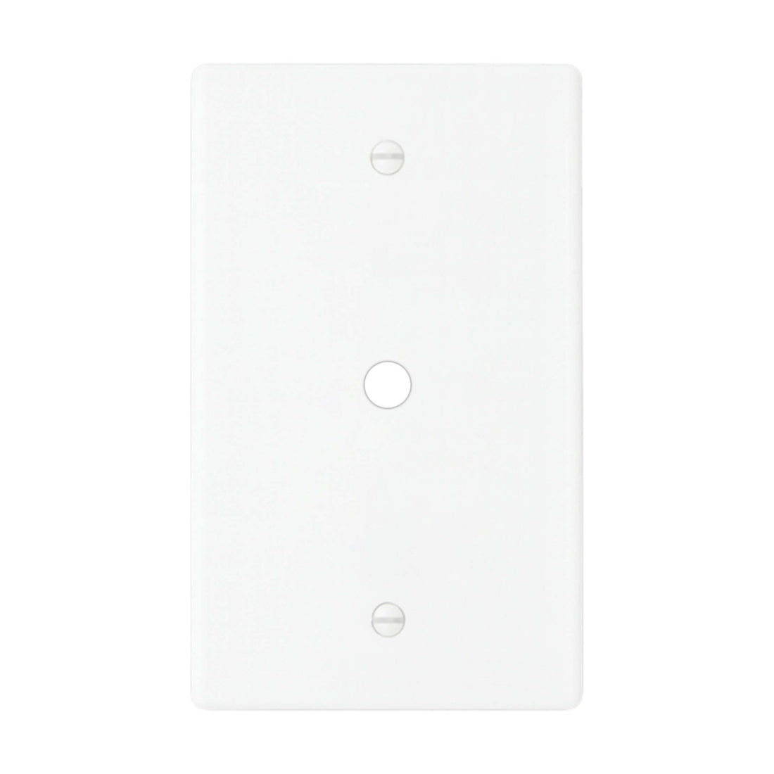 1-gang solid brass wall plate in white finish, rotary dimmer opening