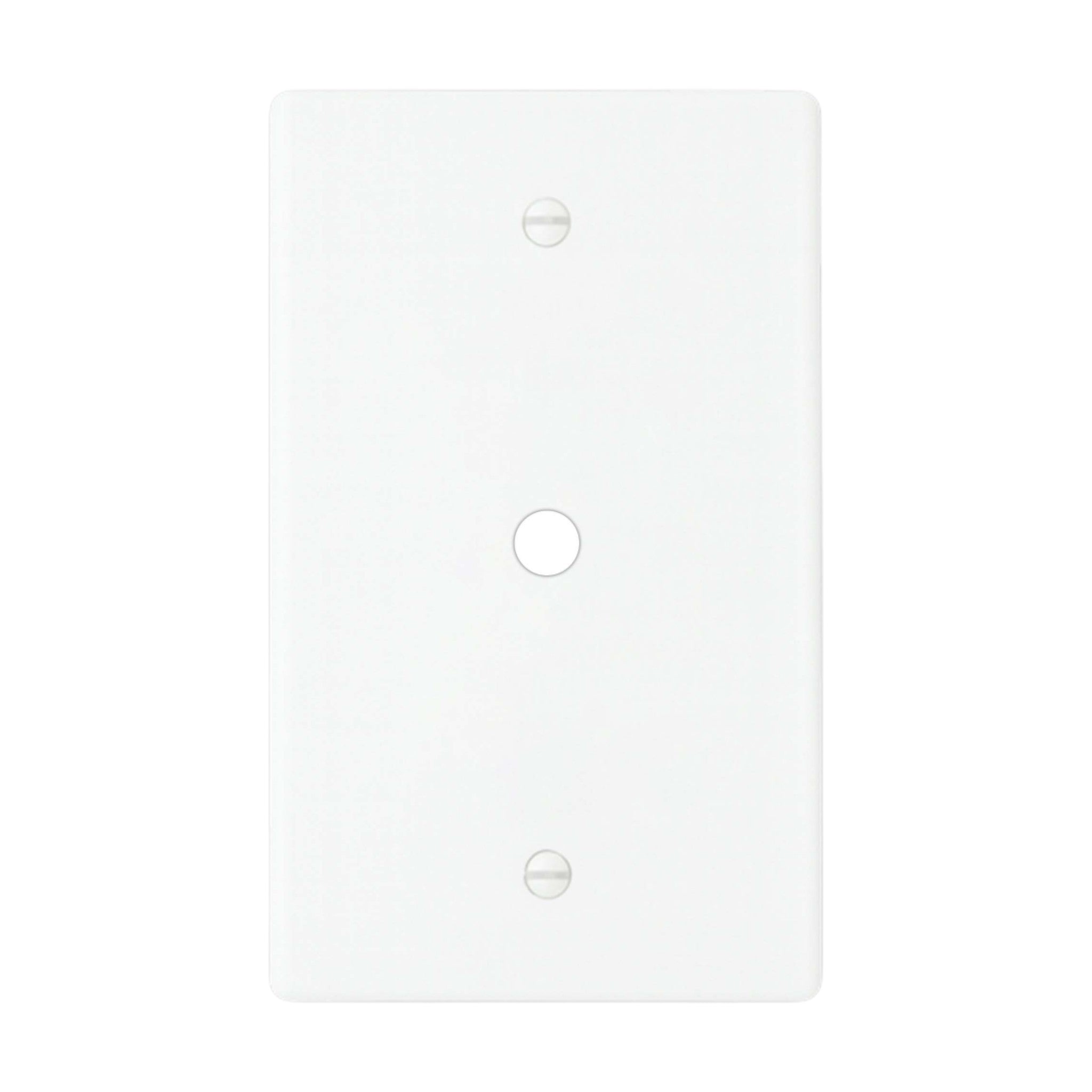 1-gang solid brass wall plate in white finish, rotary dimmer opening