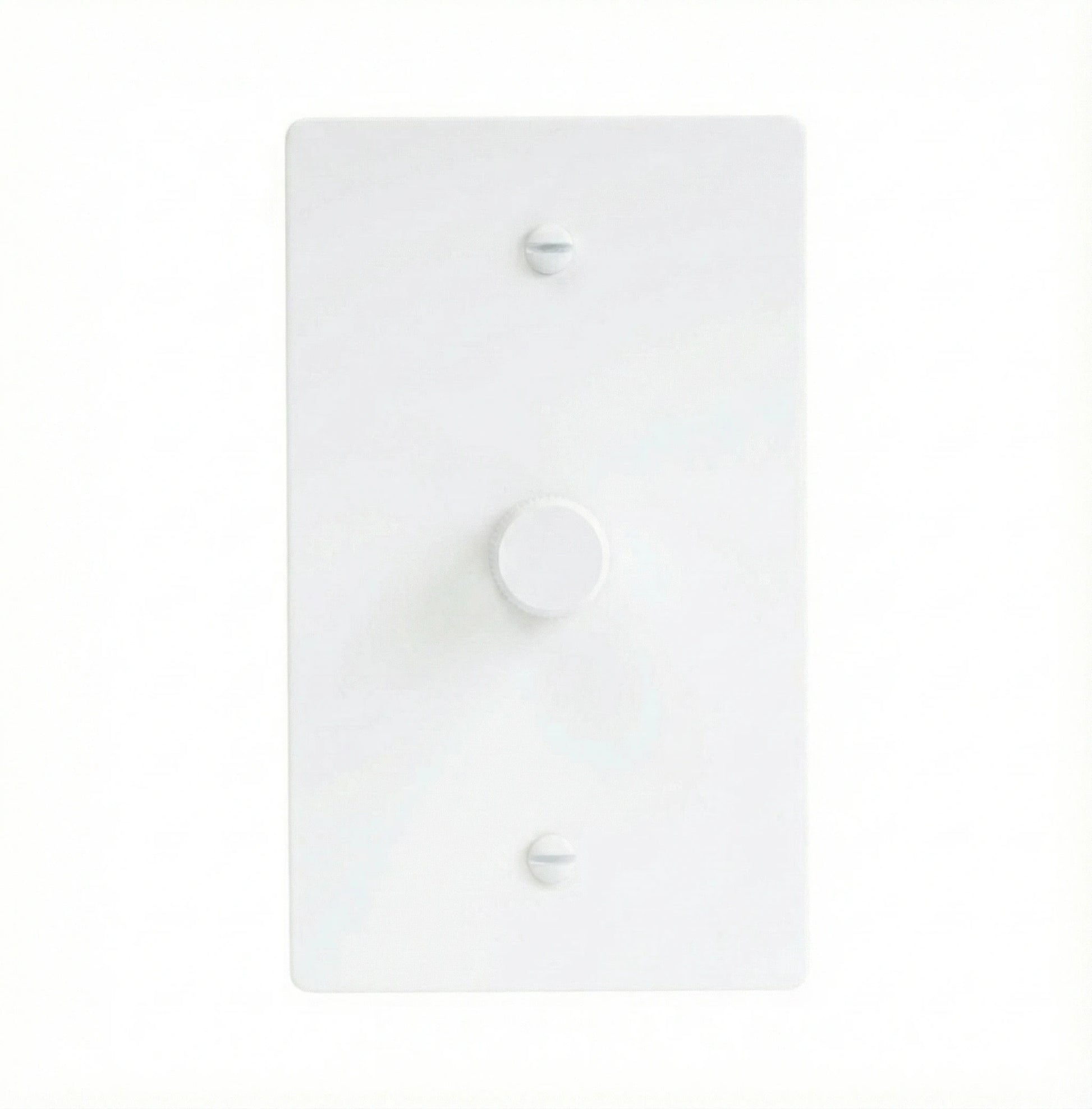 White wall plate 1 gang rotary dimmer on a white background