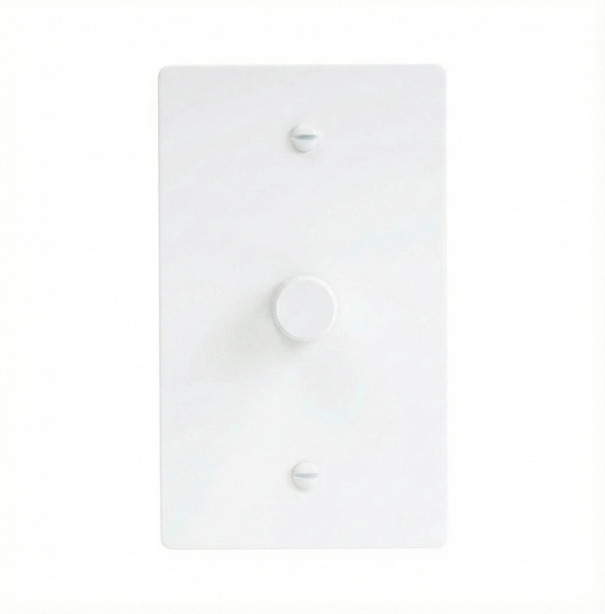 White wall plate 1 gang rotary dimmer on a white background