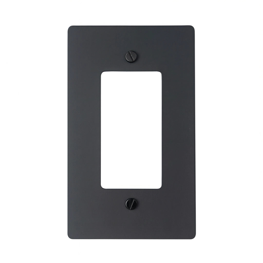 Matte Black solid brass decorator wall plate / outlet cover with flat black finish