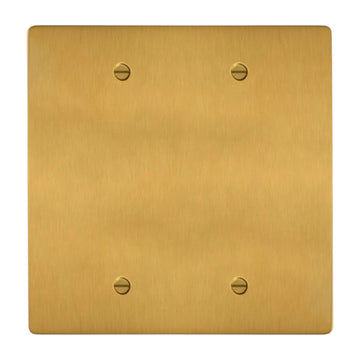 2-gang solid brass blank wall plate in Satin Brass finish