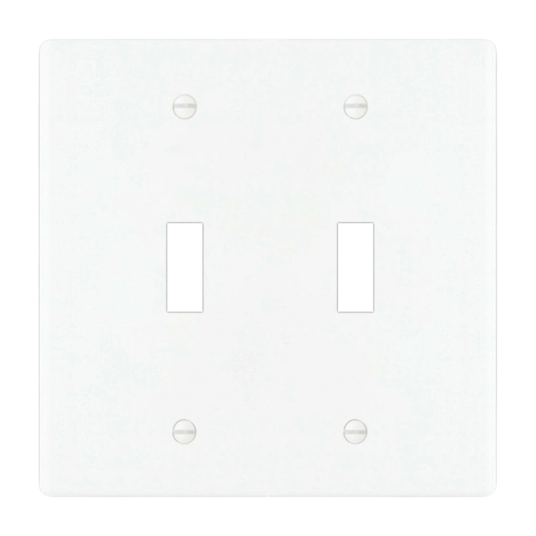 2-gang solid brass wall plate in white finish, double toggle opening