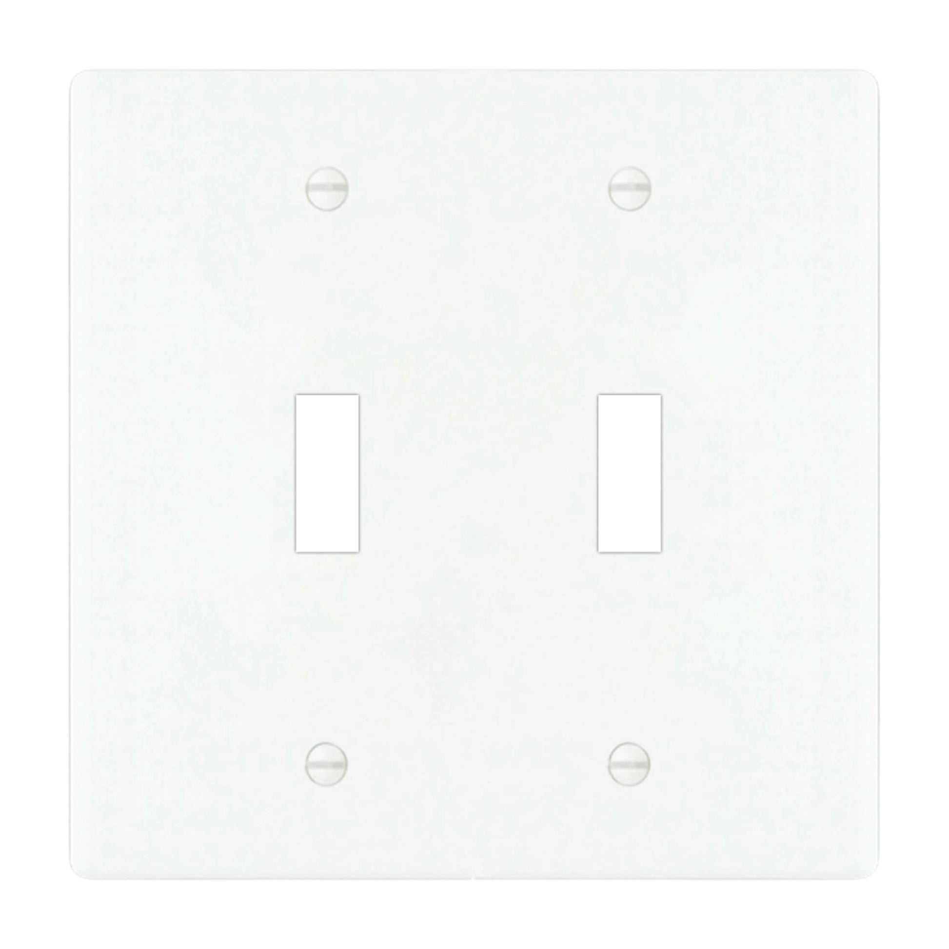 2-gang solid brass wall plate in white finish, double toggle opening