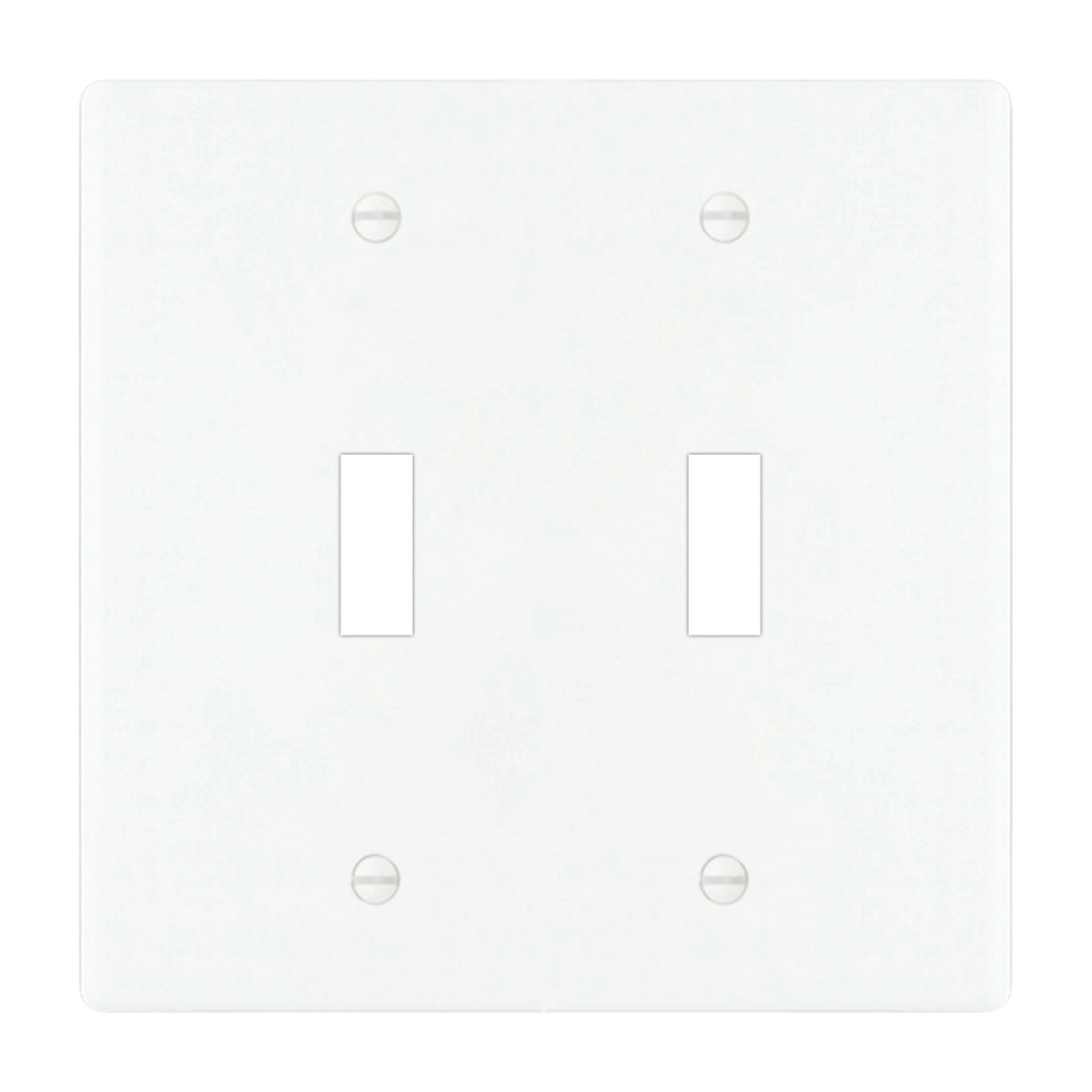 2-gang solid brass wall plate in white finish, double toggle opening
