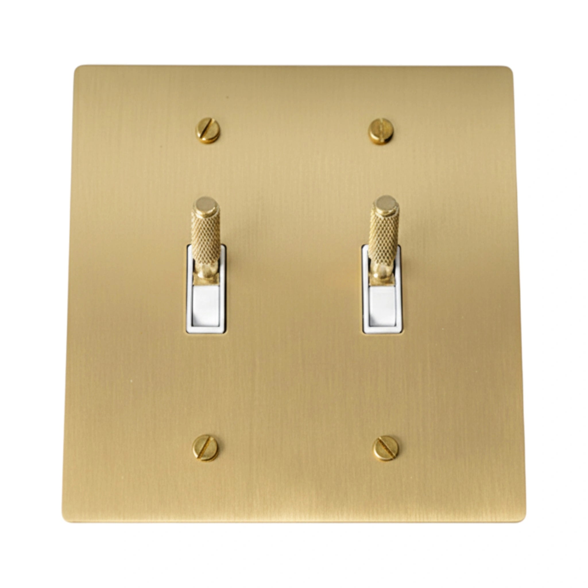 2-Gang Solid Brass Knurled Toggle Light Switch