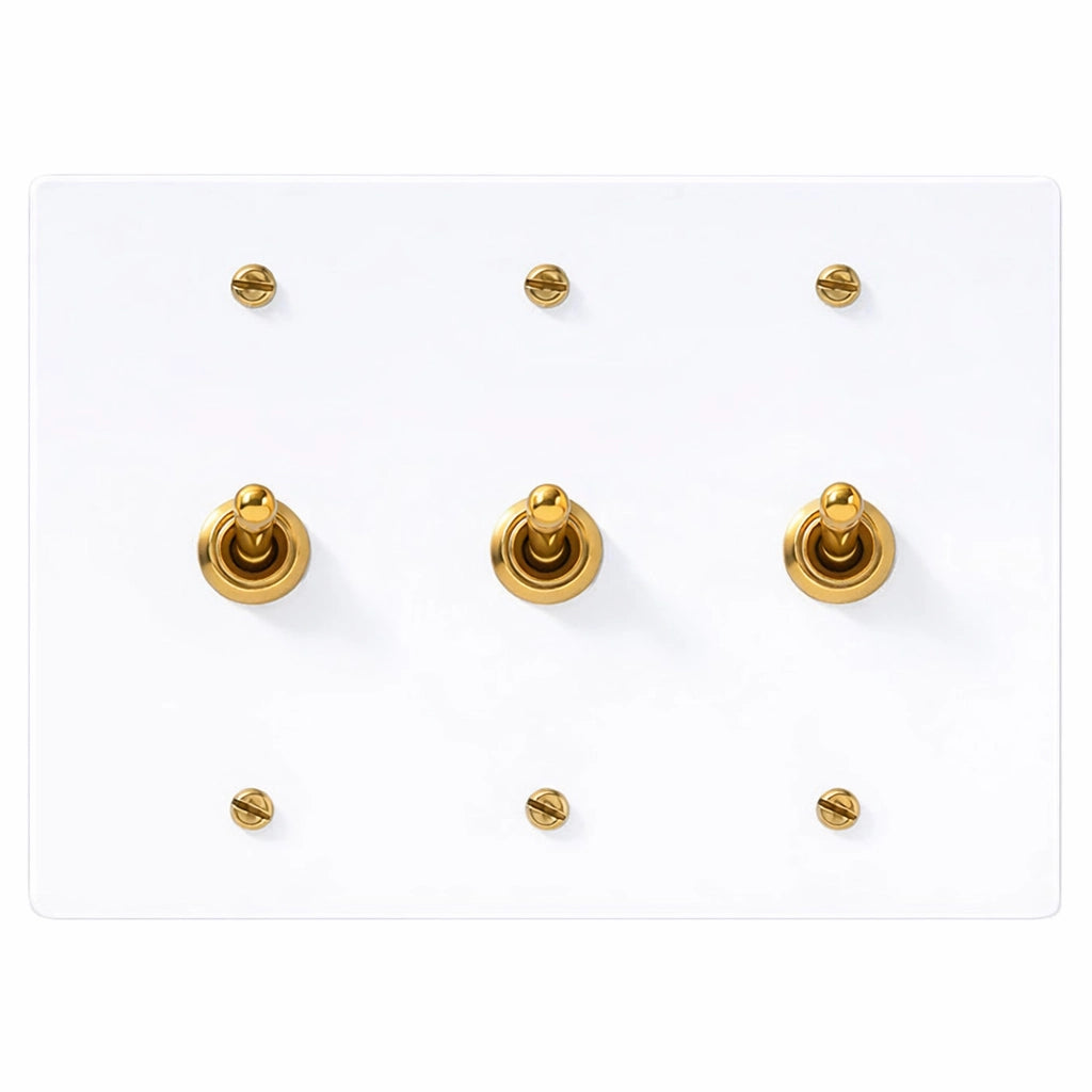 brass retro toggle switch o white plate