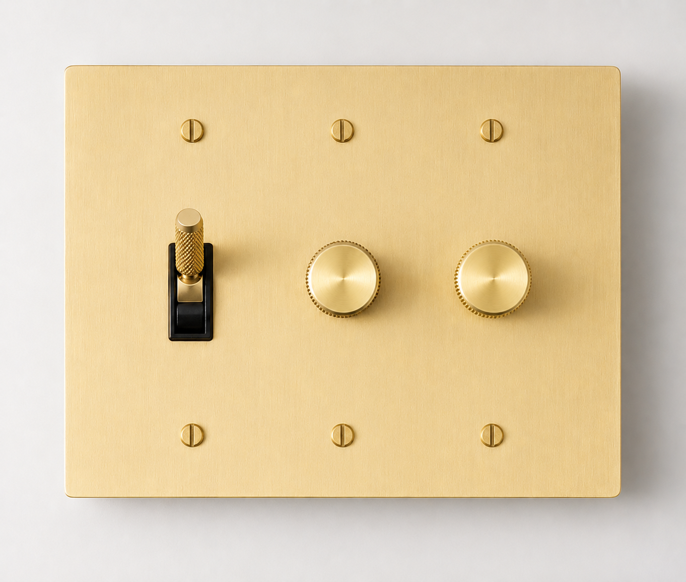 3 gang solid brass toggle dimmer plate
