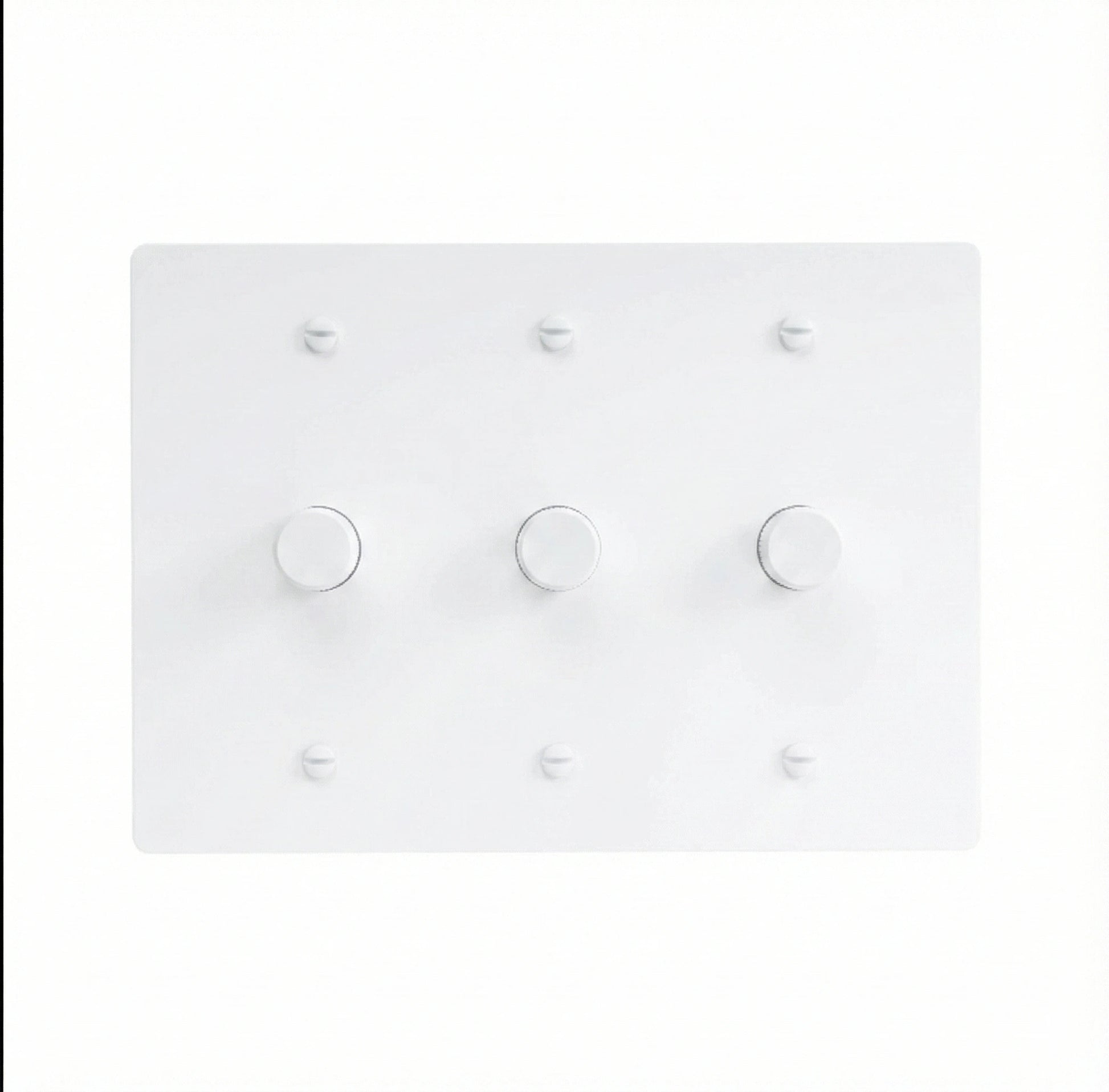 White light switch panel with multiple switches on a white background