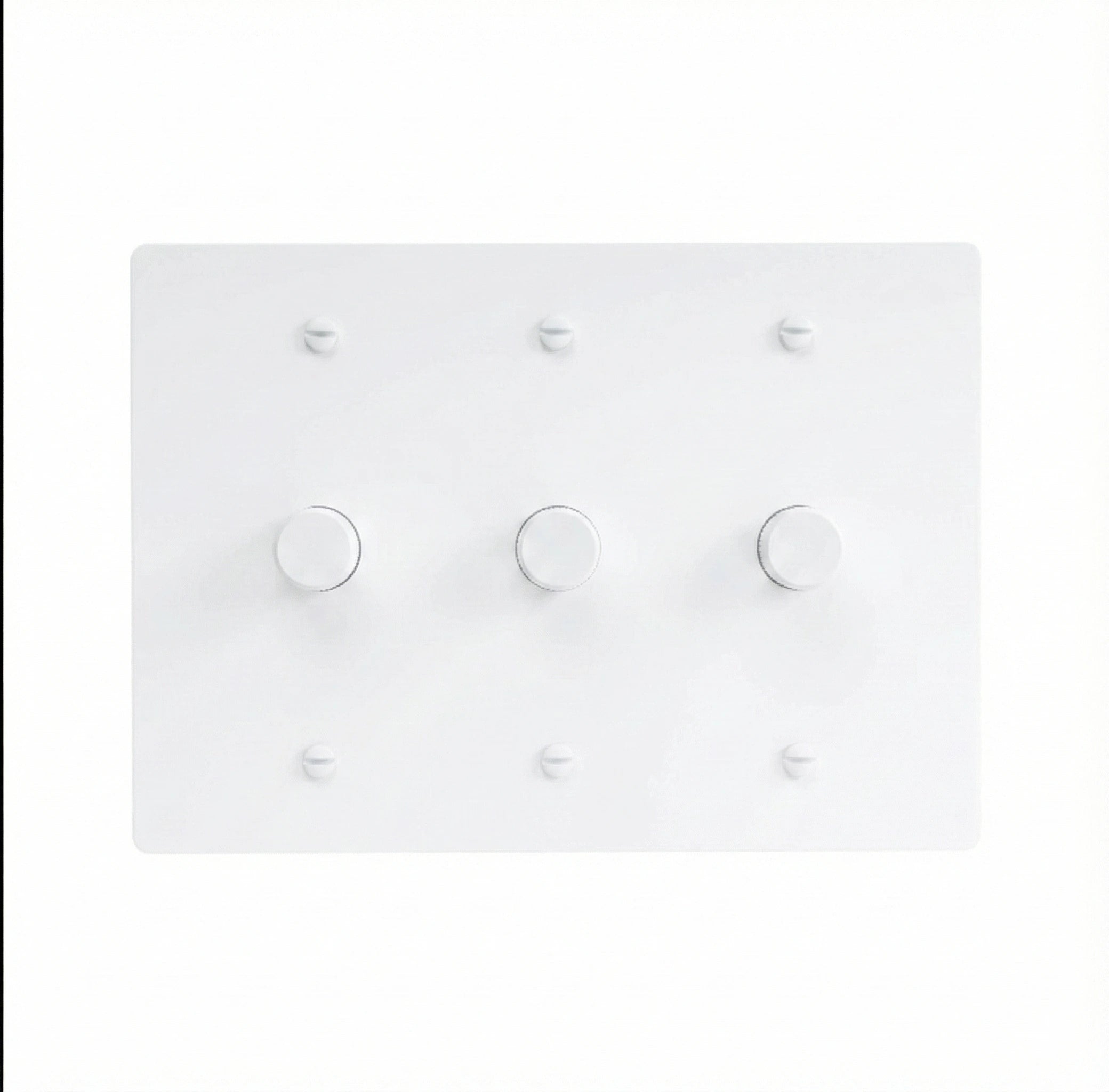 White light switch panel with multiple switches on a white background