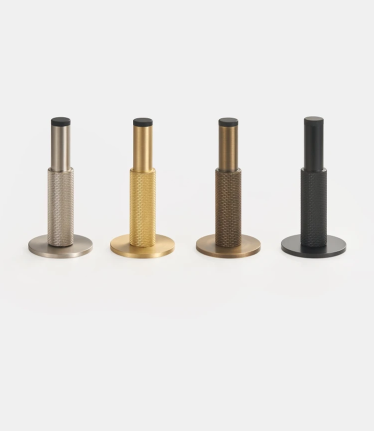 Brass Knurled Door Stopper – Heavy-Duty Floor & Wall Mount