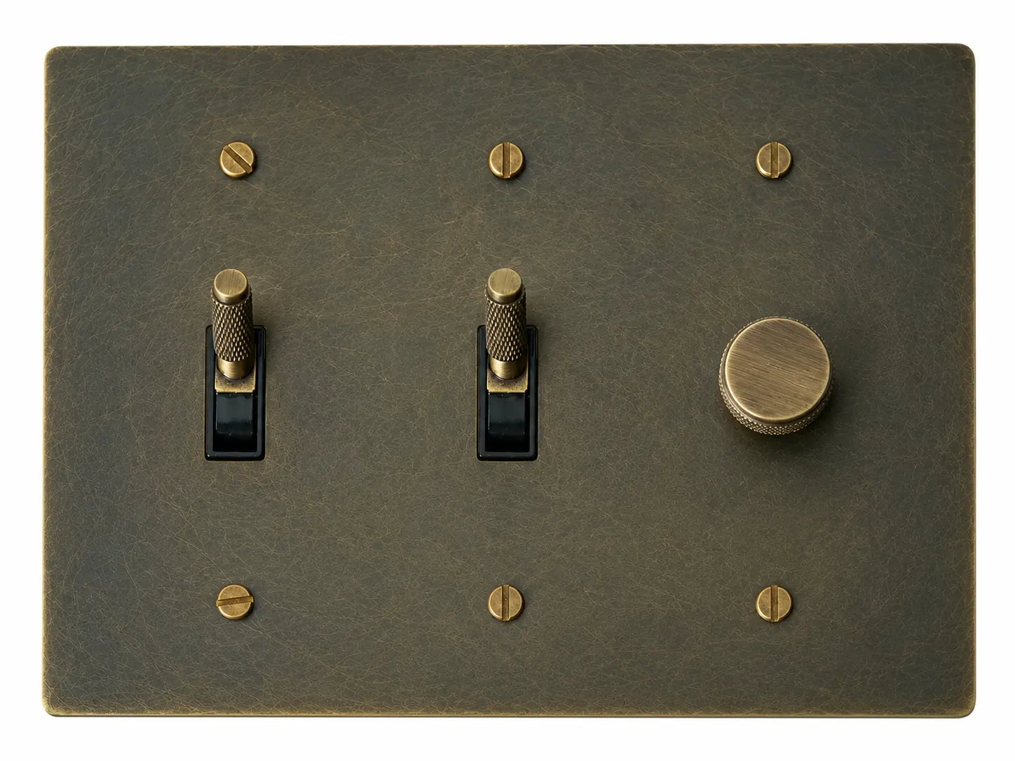 OB Toggle Toggle Dimmer combo - 3 Gang Aged Bronze