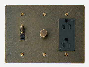 OB Toggle Dimmer and Outlet combo - 3 gang