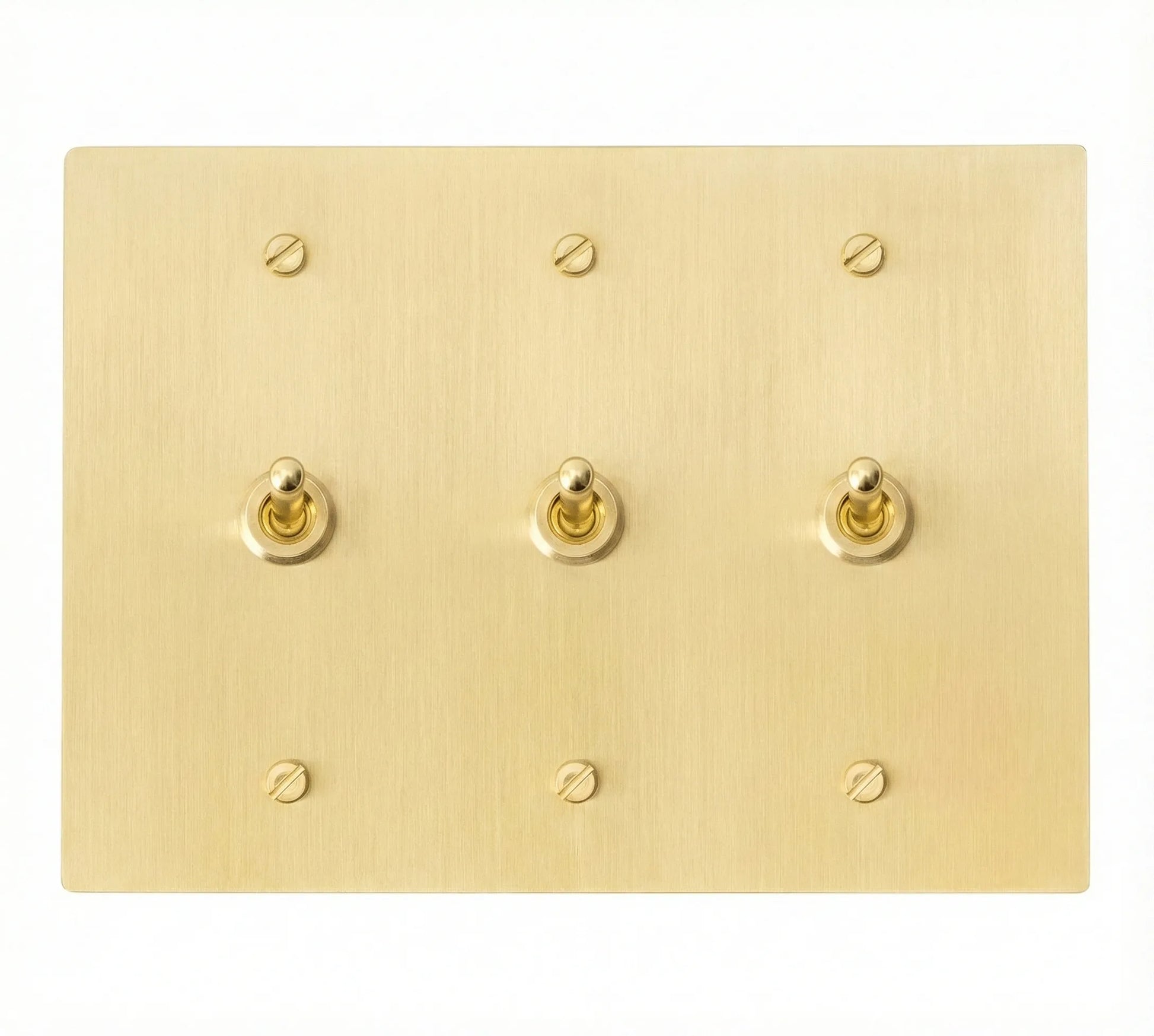 3-gang solid brass retro toggle light switch in satin brass finish