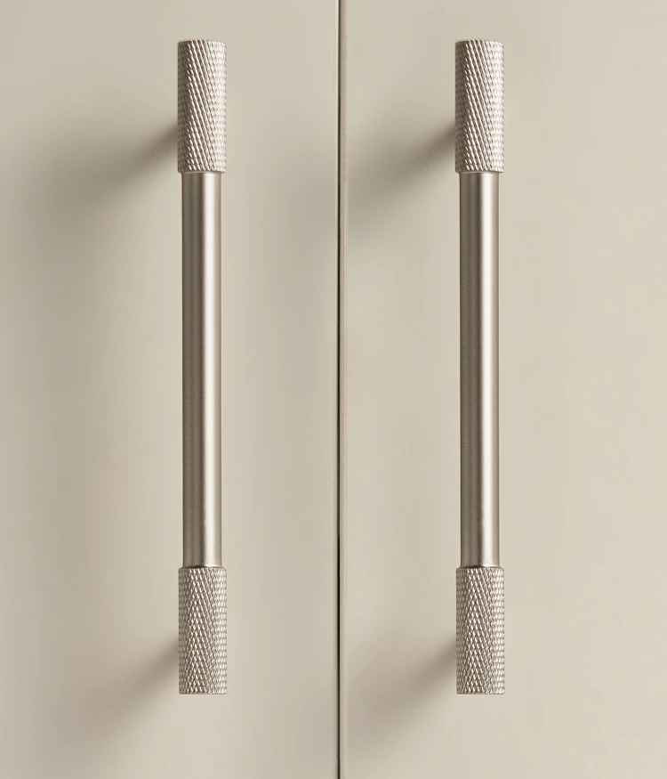 Solid Brass Knurled Knob – Brushed Nickel Luxury Cabinet Handle