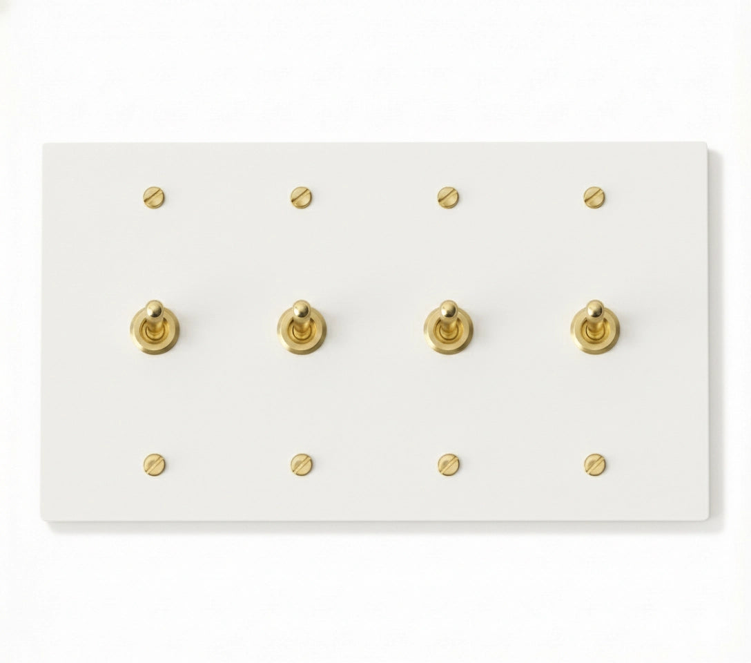 white 4 gang retro toggle light switch 
