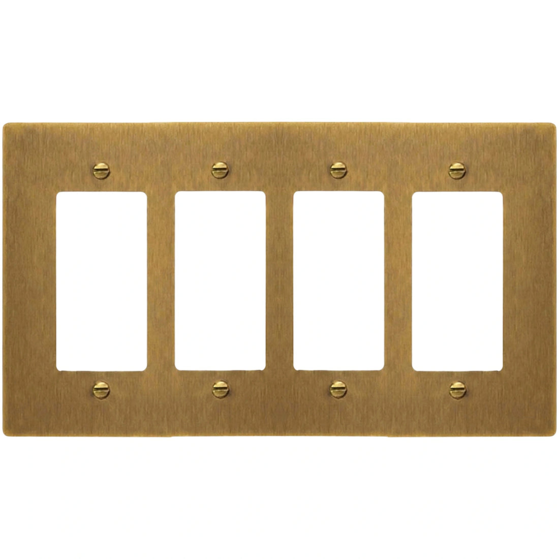 4-Gang Solid Brass Decorator Wall Plate / Outlet Cover (Decora/Rocker/GFCI)