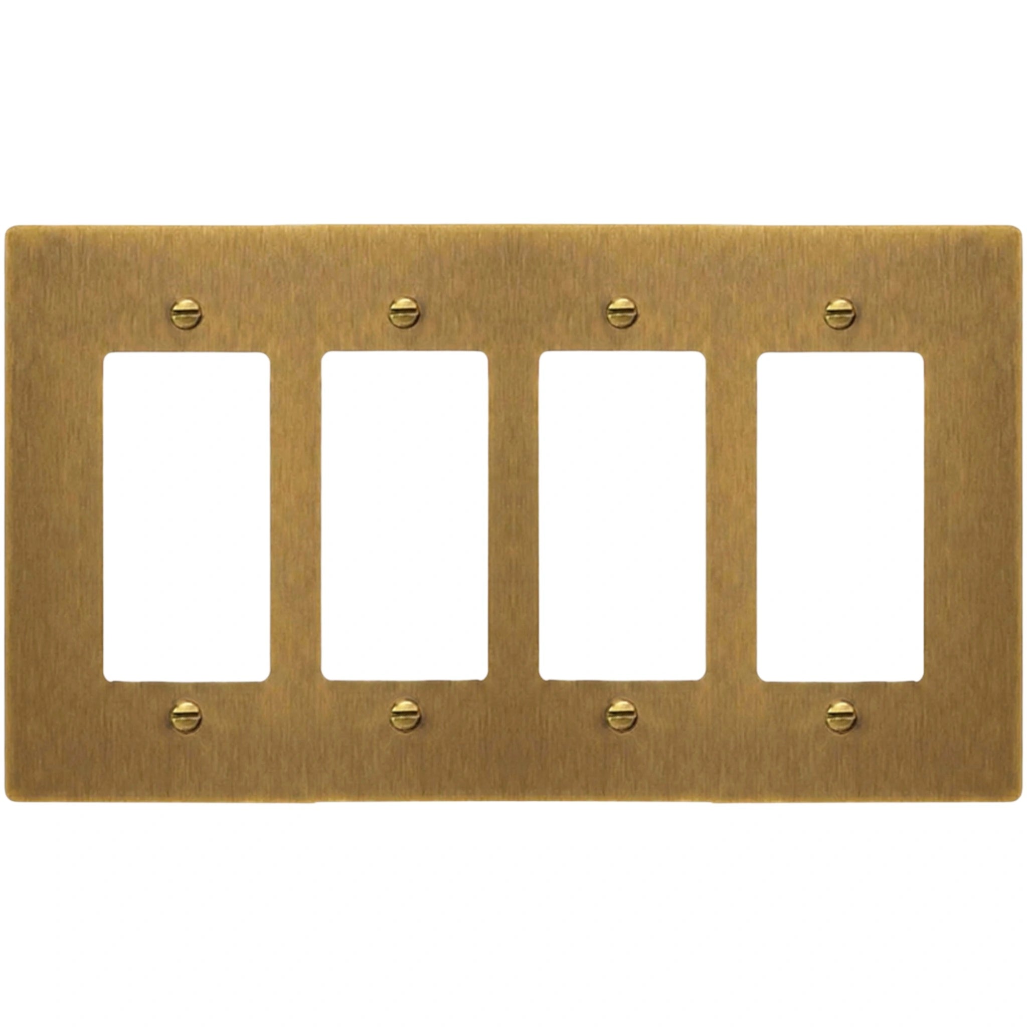 4-Gang Solid Brass Decorator Wall Plate / Outlet Cover (Decora/Rocker/GFCI)
