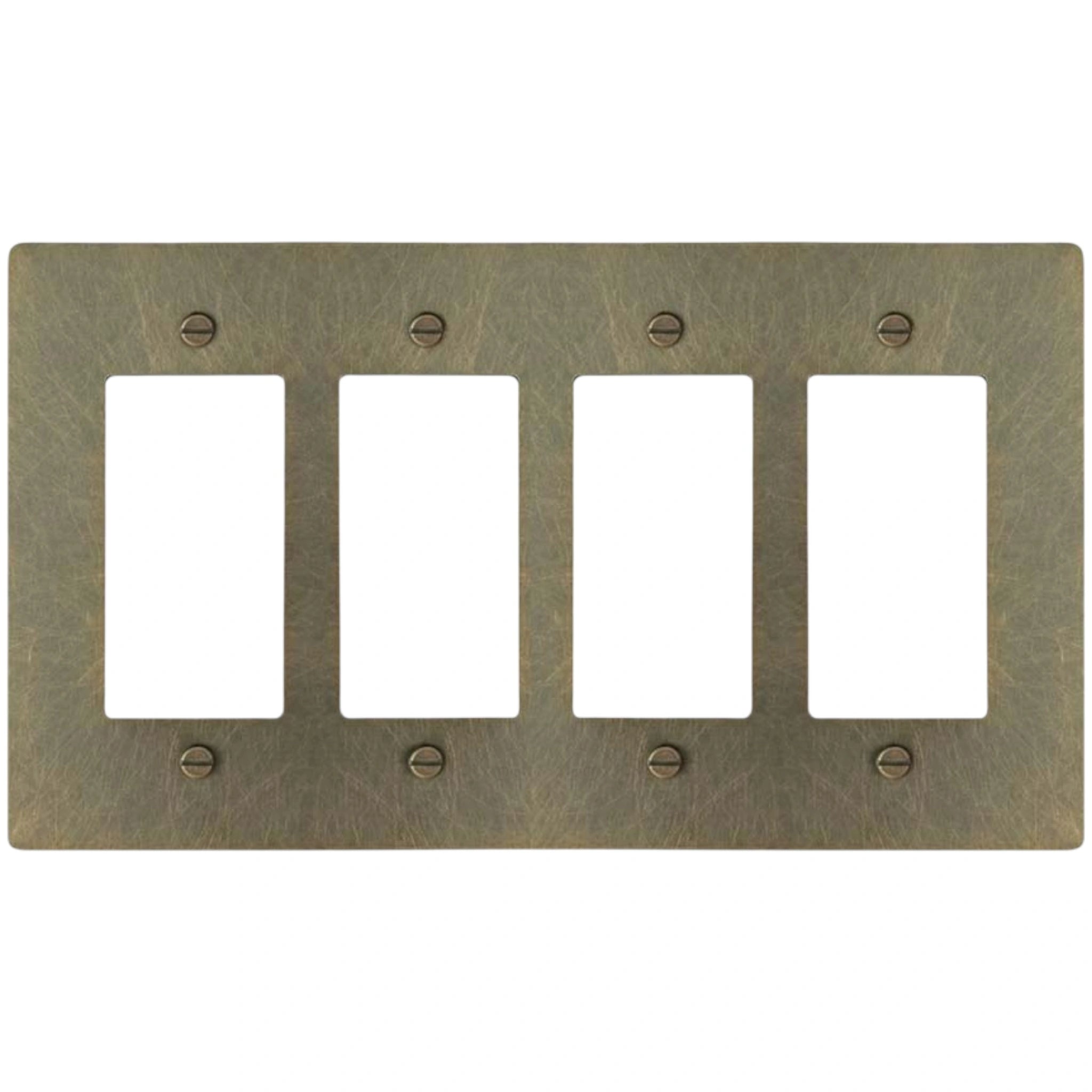 4-Gang Solid Brass Decorator Wall Plate / Outlet Cover (Decora/Rocker/GFCI)
