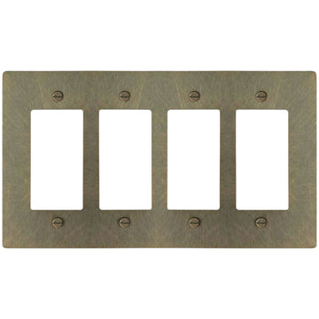 4-Gang Solid Brass Decorator Wall Plate / Outlet Cover (Decora/Rocker/GFCI)