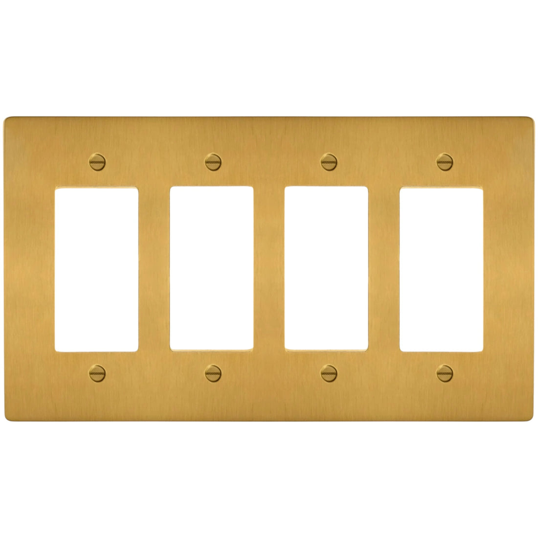 4-Gang Solid Brass Decorator Wall Plate / Outlet Cover (Decora/Rocker/GFCI)