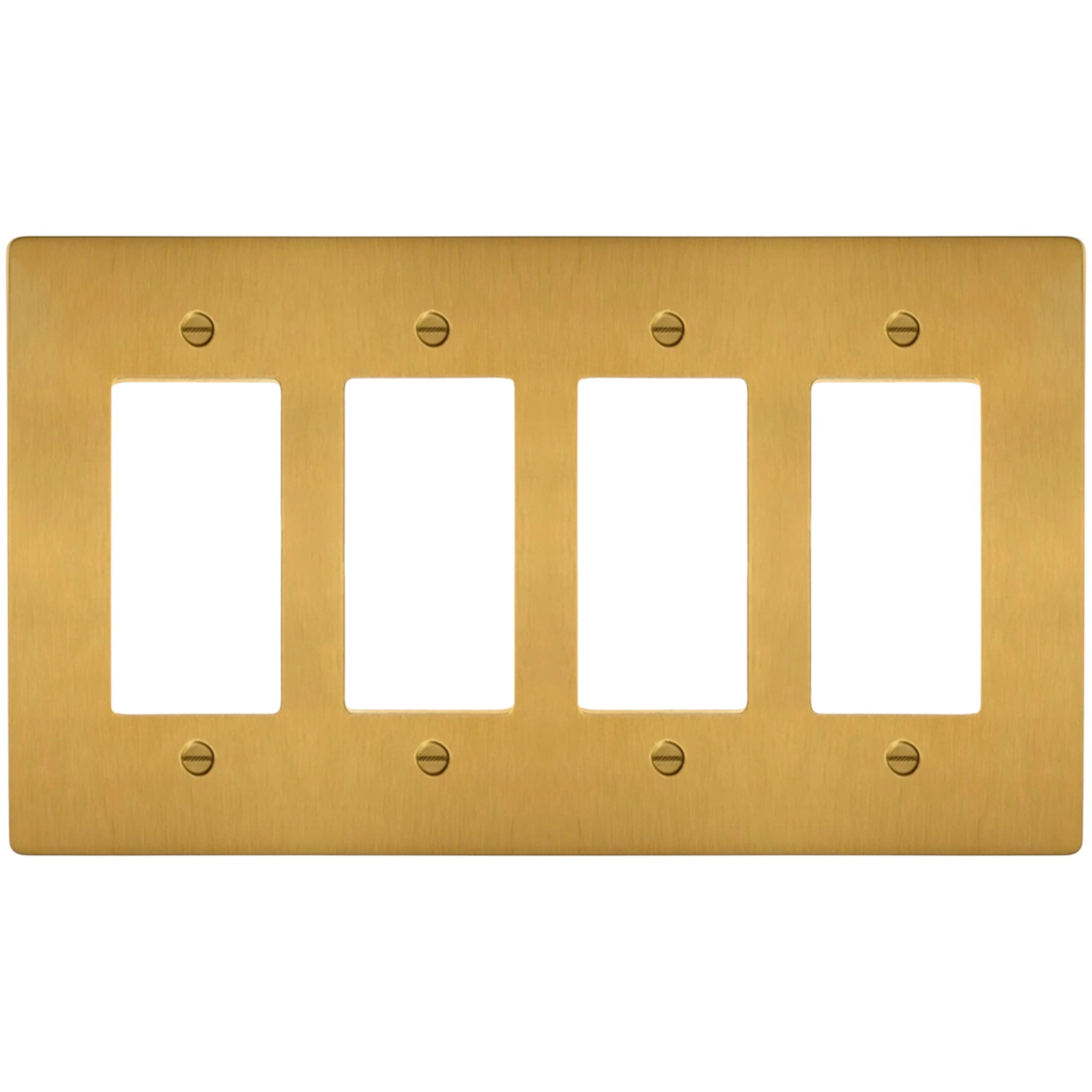 4-Gang Solid Brass Decorator Wall Plate / Outlet Cover (Decora/Rocker/GFCI)