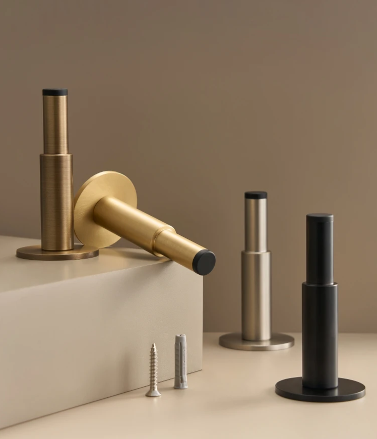 Brass Door Stopper – Floor & Wall Mount Holder in Antique or Matte Black Finish
