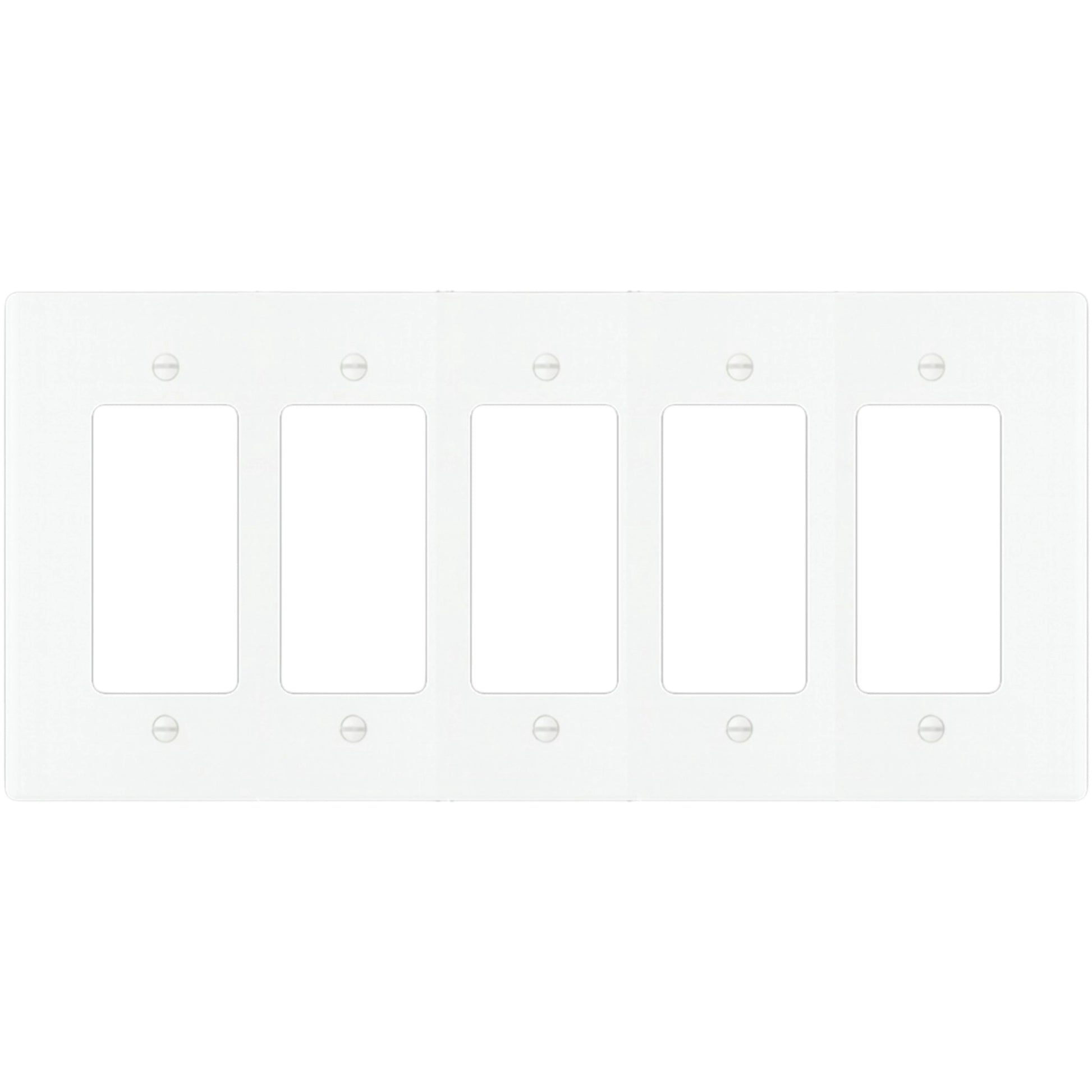 5-gang Decora wall plate in White finish (coated brass)