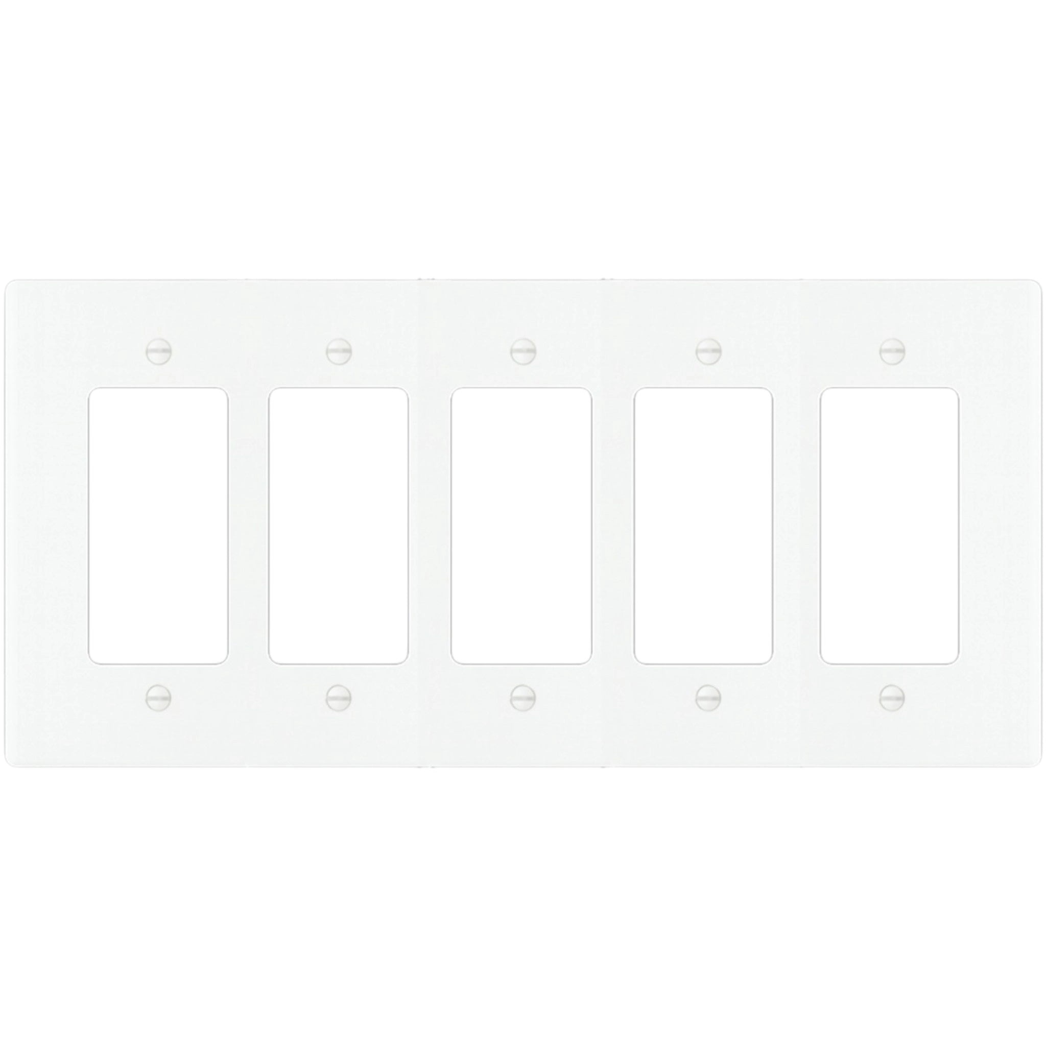 5-gang Decora wall plate in White finish (coated brass)