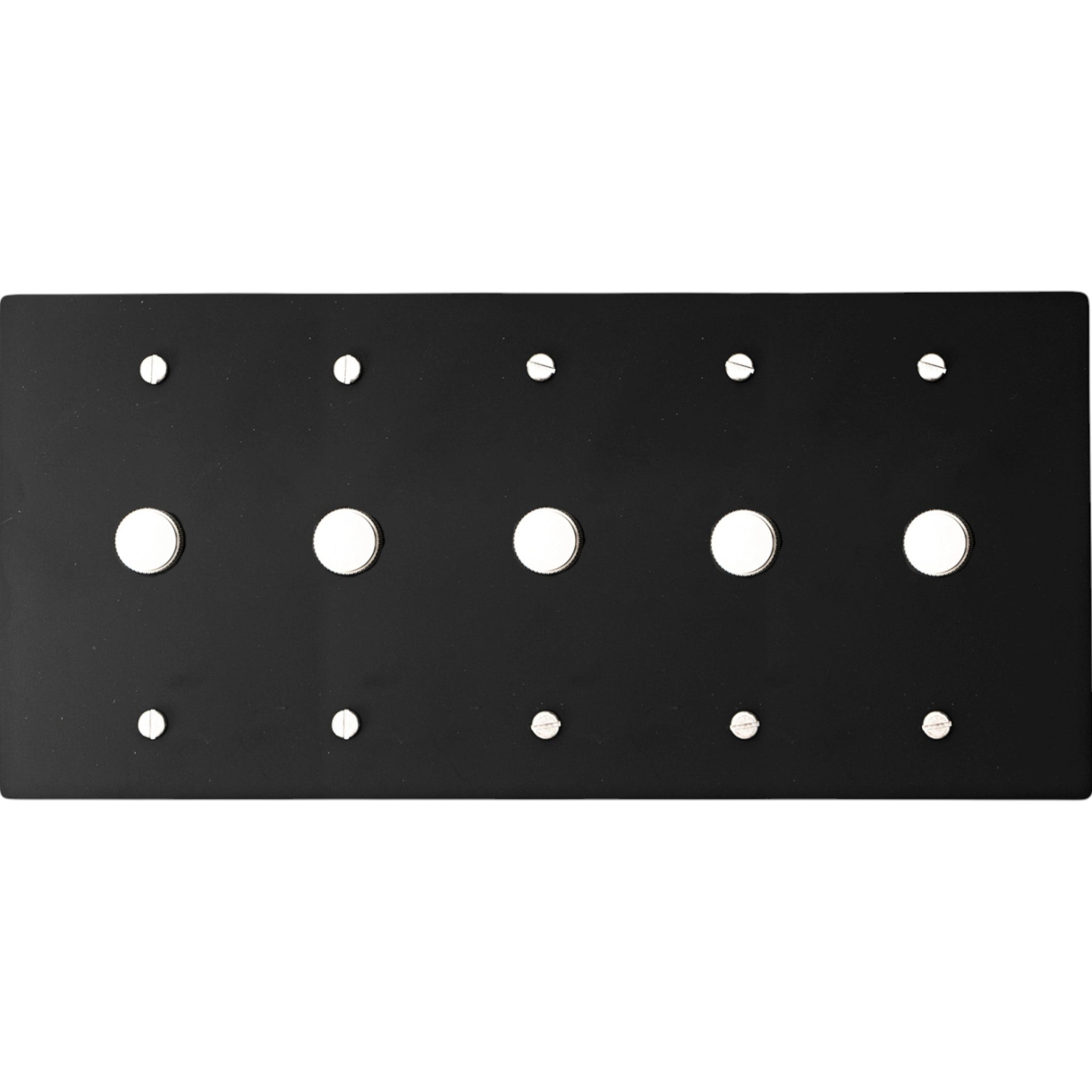 5 gang rotary dimmer with silver knobs on a white background