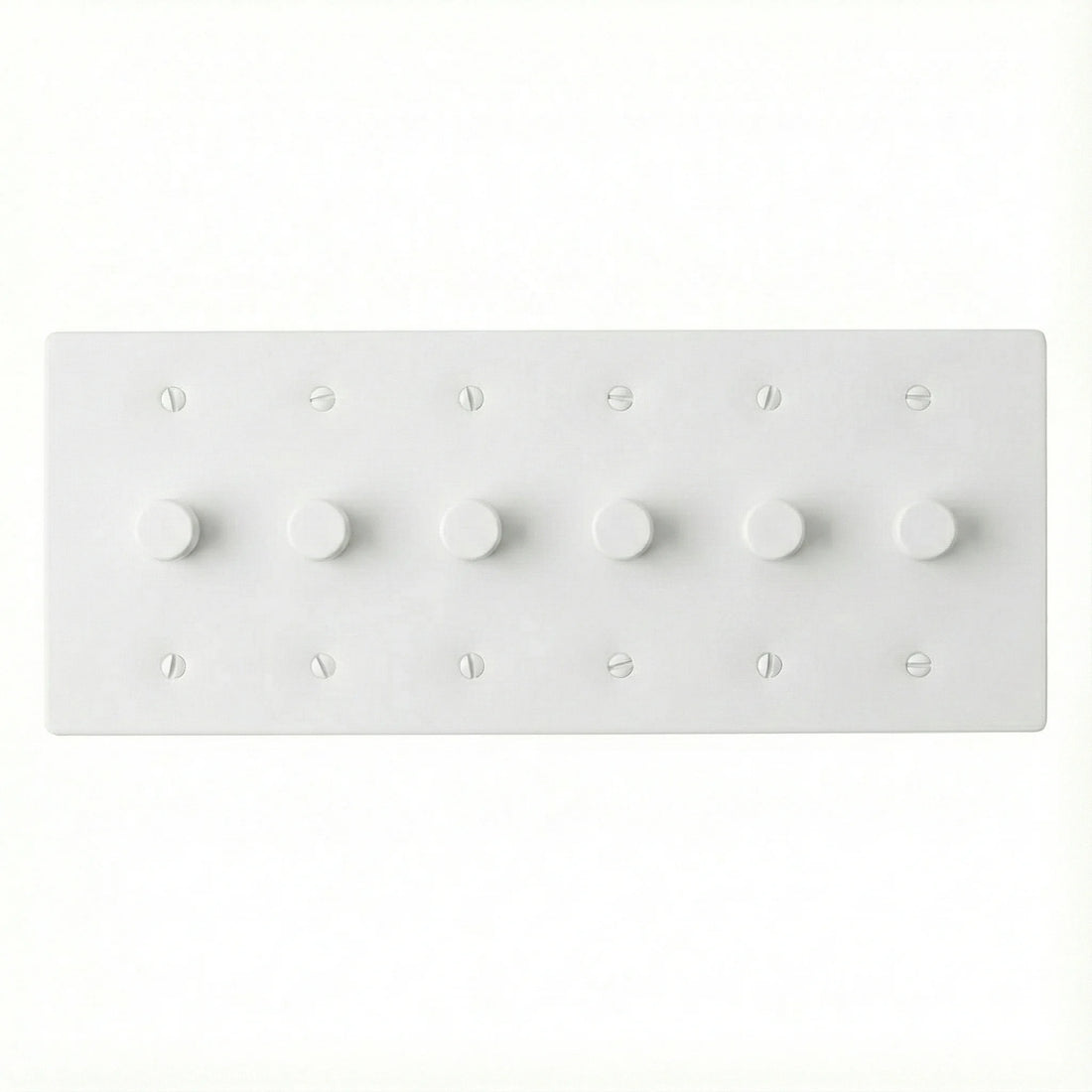 6 gang rotary dimmer full white on a white background