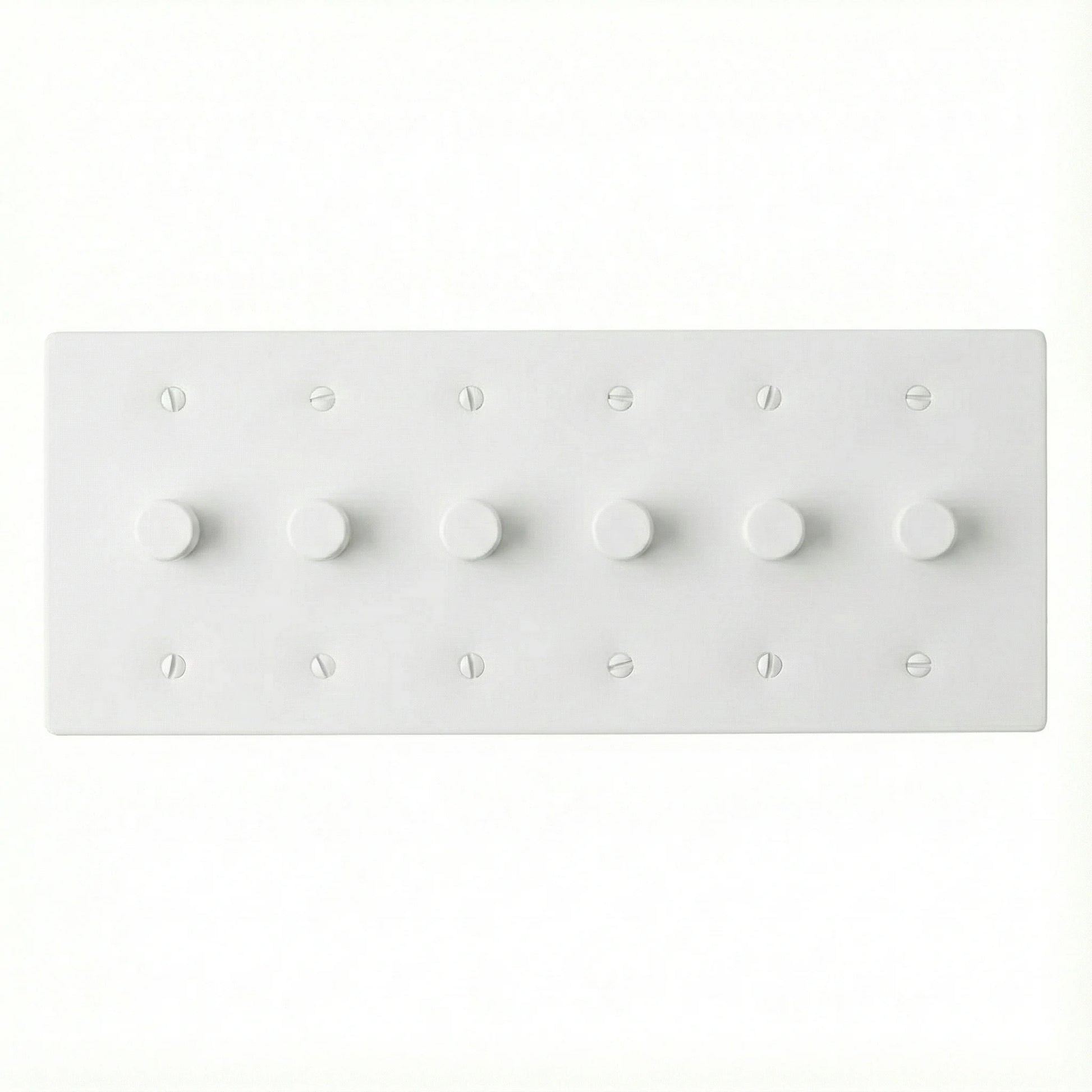 6 gang rotary dimmer full white on a white background