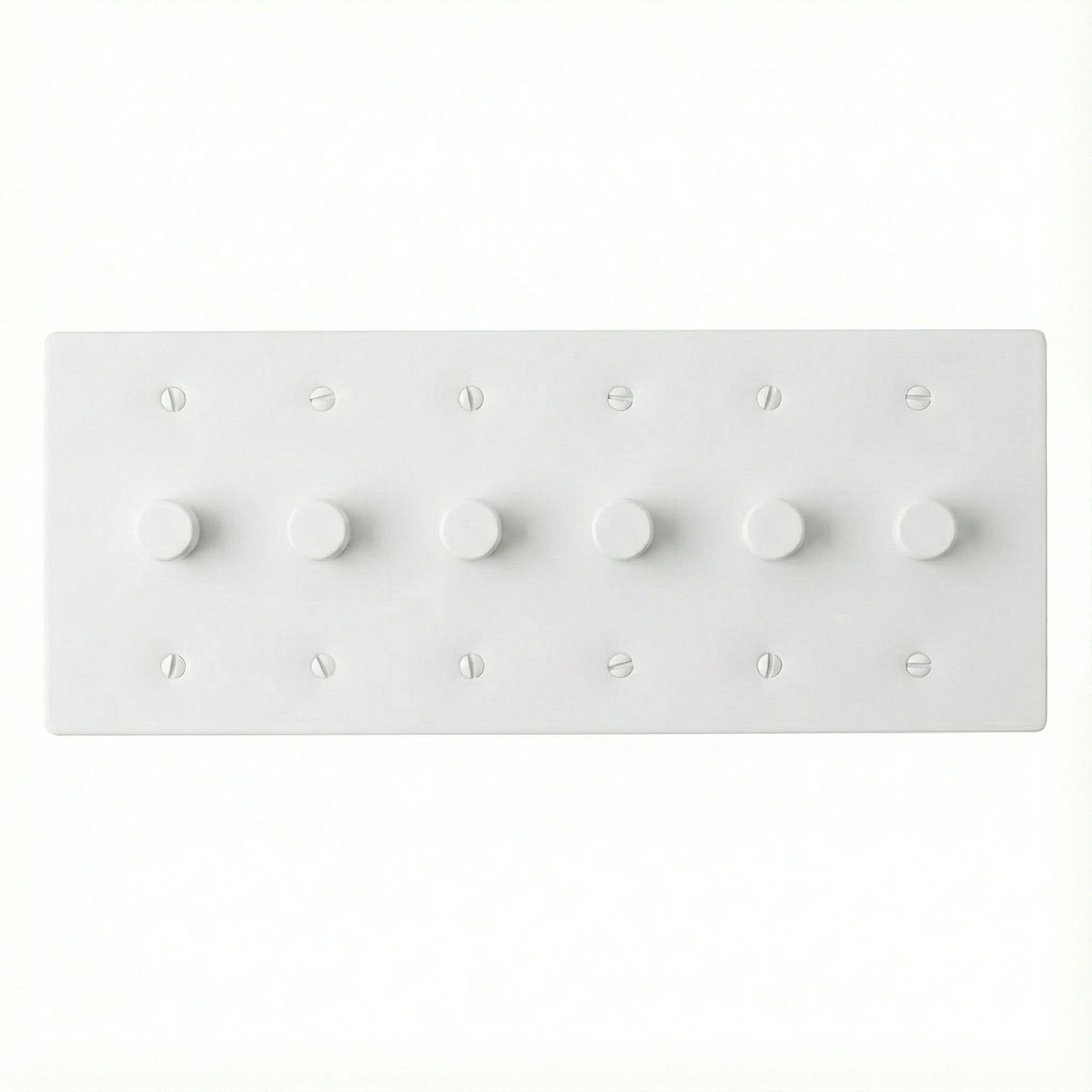 6 gang rotary dimmer full white on a white background