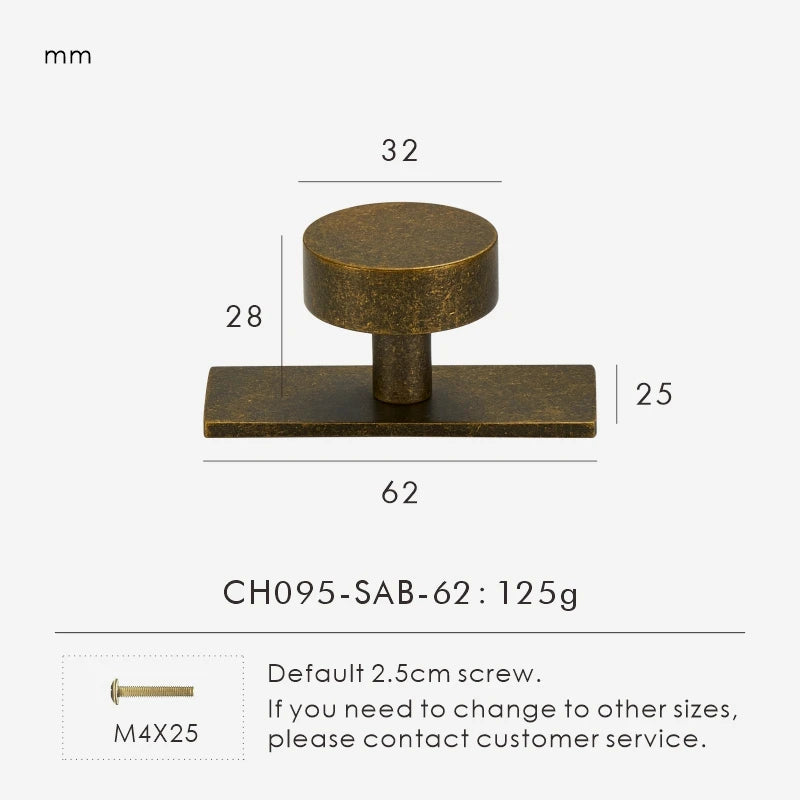Measurement details of antique brass ice flower vintage door knob 62mm with dimensions on a white background.