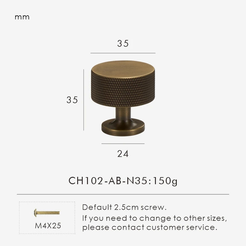 Measurement chart of a antique brass knob with dimensions and weight on a white background.