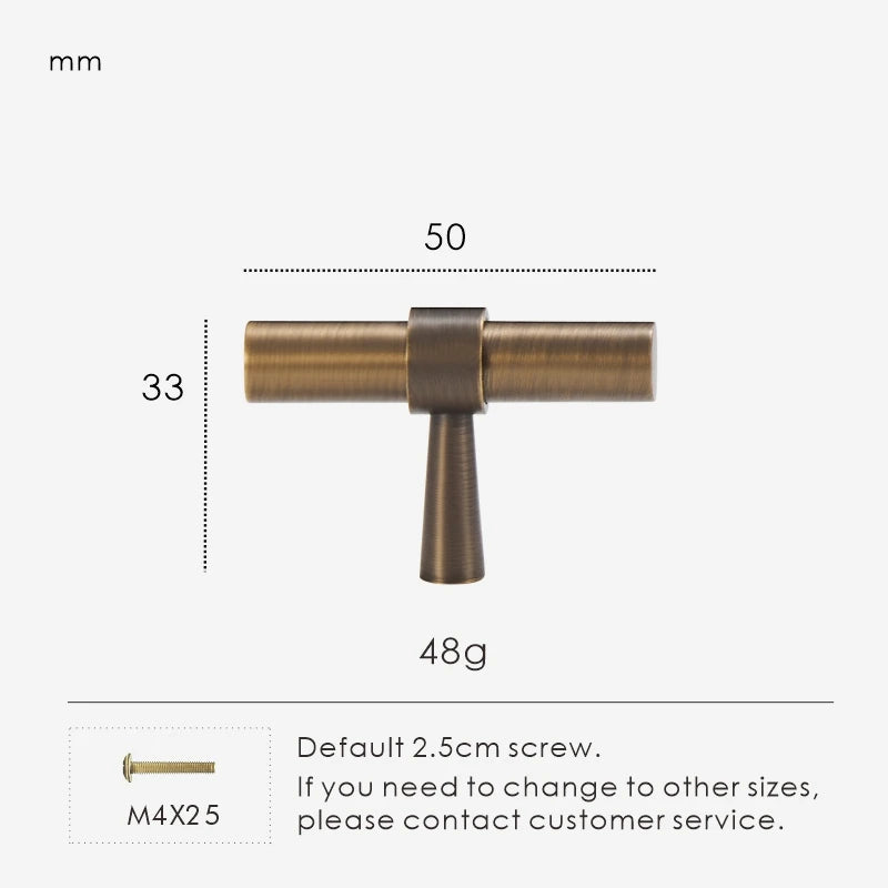Measurement chart for antique brass stepped ring t-bar 50 mm with dimensions and weight information.
