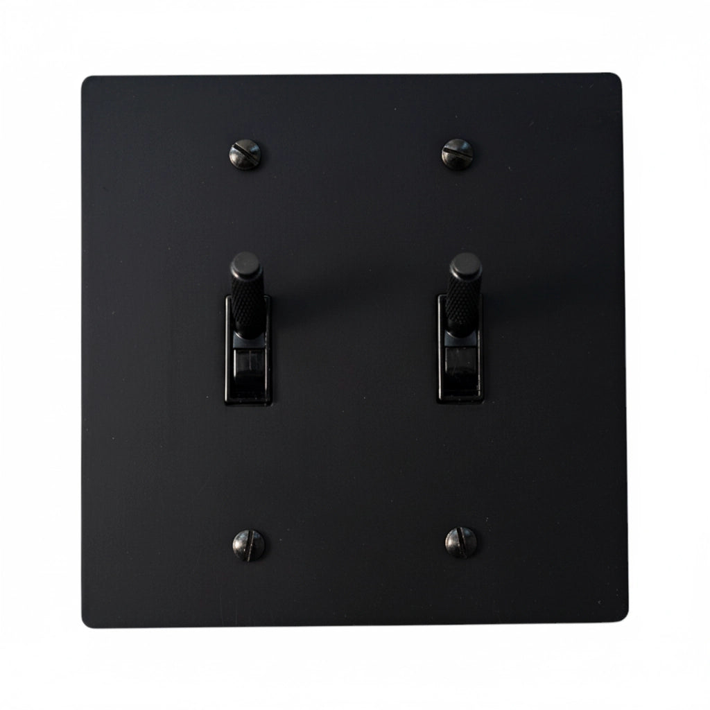 2-Gang Solid Brass Knurled Toggle Light Switch