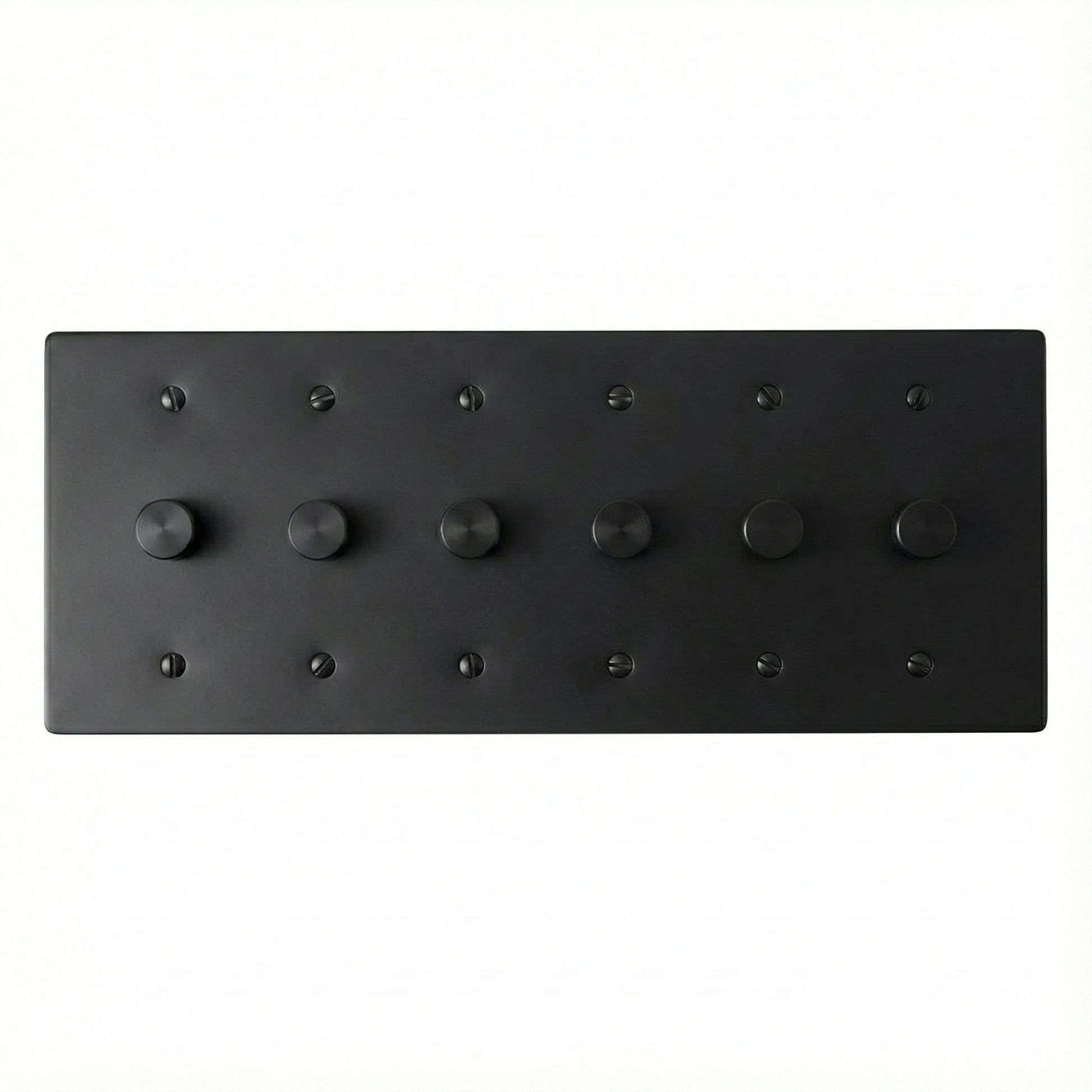 6 gang black rotary dimmer on a white background