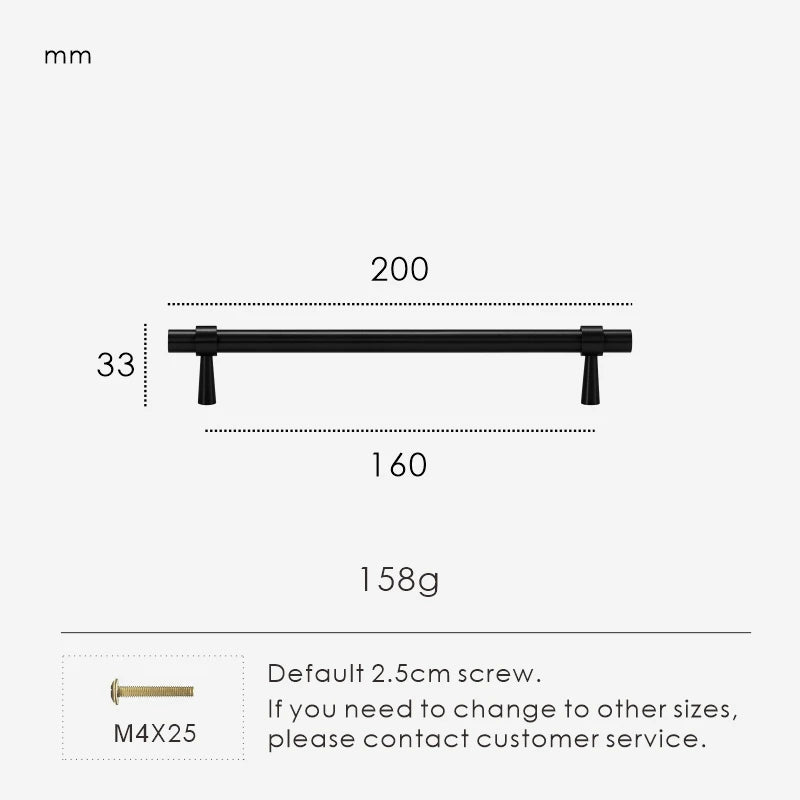 Measurement chart for a black stepped ring pull 200 mm with dimensions and weight information.