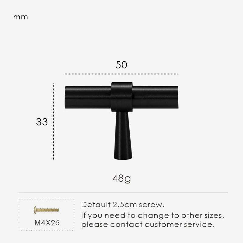 Measurement chart for a black stepped ring t-bar 50 mm with dimensions and weight information.