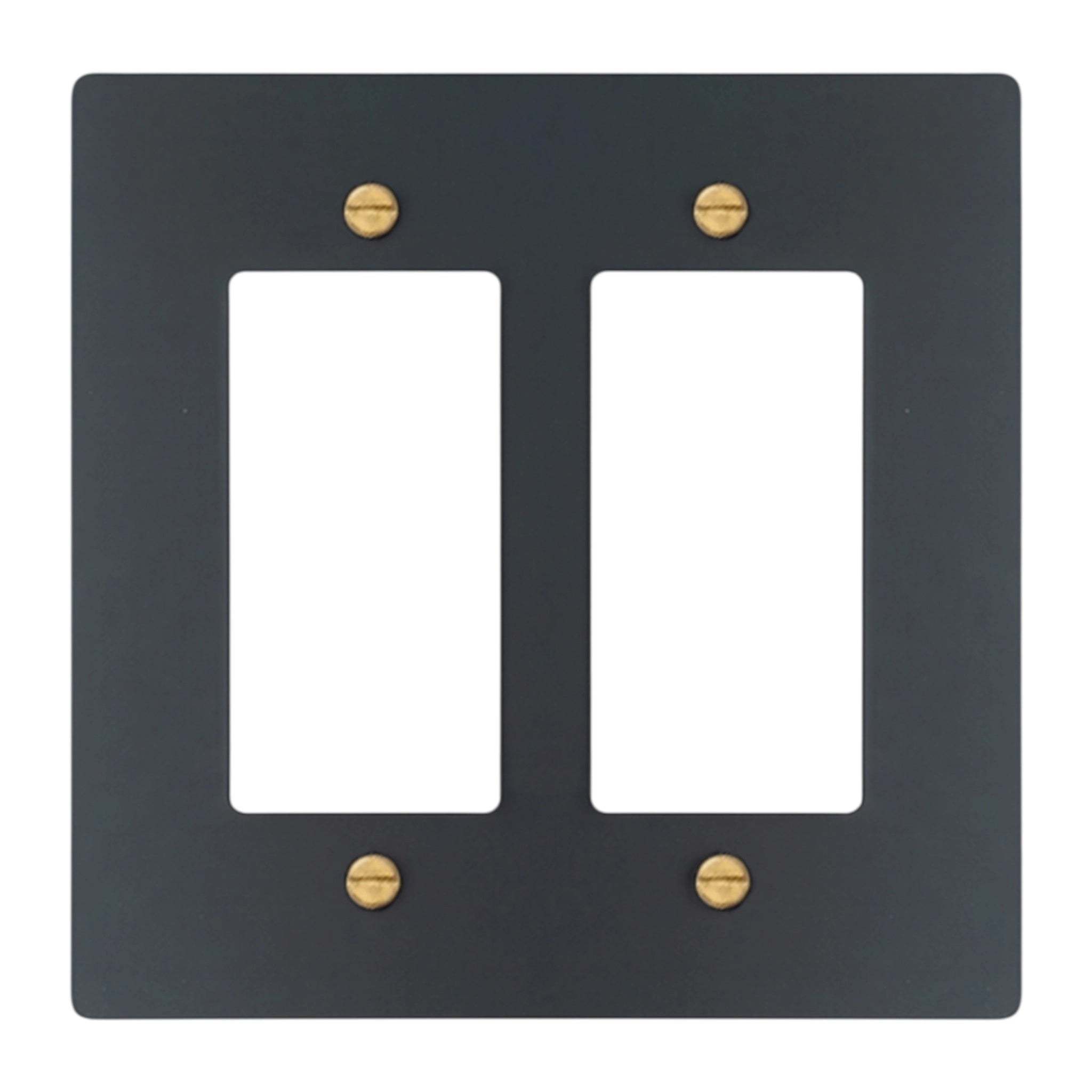 2-gang Decora wall plate in Black with Brass Accents finish