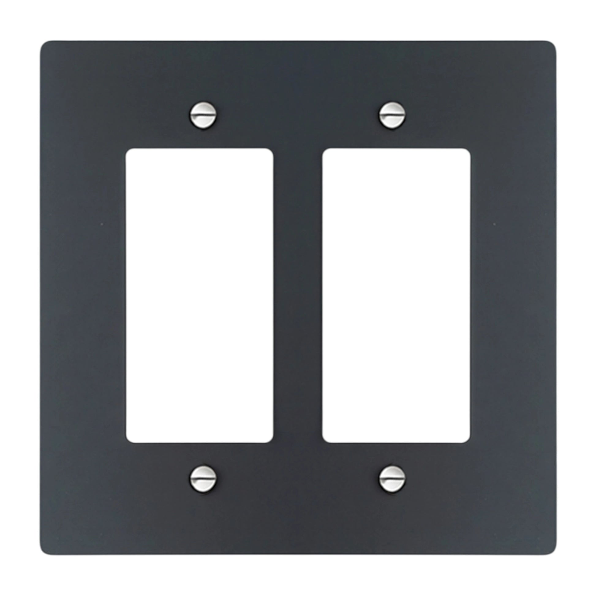 2-gang Decora wall plate in Black with Stainless Accents finish